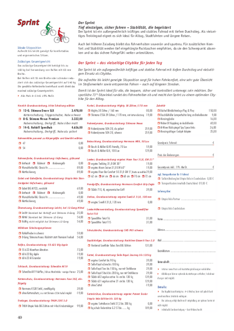Konfigurationsübersicht Sprint