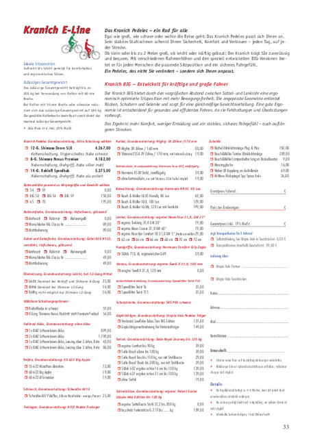 Konfigurationsübersicht Kranich E-Line Konfigurationsübersicht Kranich E-Line